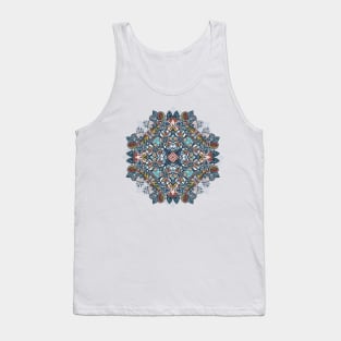 Blue Boho Botanical Flower Tank Top